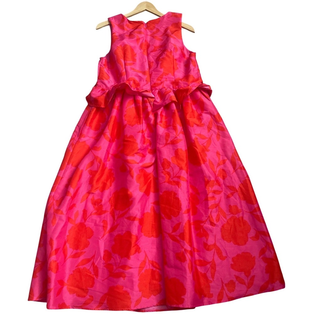Kate Spade New York for Target Pink Orange Floral Jacquard Peplum Midi Dress 14 - Picture 2 of 5